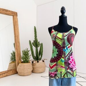 Desigual Monique Colorful Metallic Foil Butterfly Top